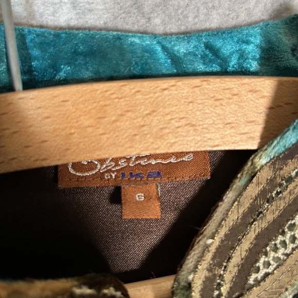 Obstinee By Ika Jacket 6 Teal Brown Velvet Beaded Art to Wear Embroidered Artsy - Picture 4 of 16